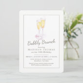 Bubbly brunch champagne bubbels evenement kaart (Staand voorkant)