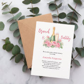 Bubbly brunch roze bloemen elegant Vrijgezellenfee Kaart