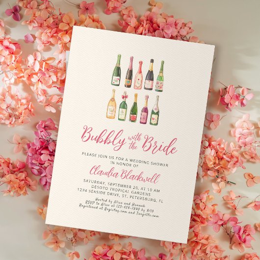 Bubbly Champagne Flessen Bruids Douche Uitnodiging