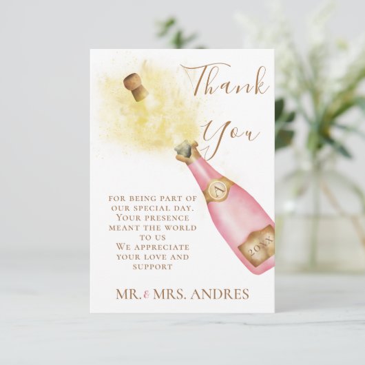 Bubbly Champagne mooie koppels Verloving Foto Bedankkaart (Staand voorkant)