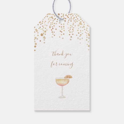Bubbly Cocktails Gold Glitter Bridal Brunch Cadeaulabel (Achterkant)