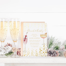 Bubbly Cocktails Gold Glitter Bridal Brunch Folie Uitnodiging