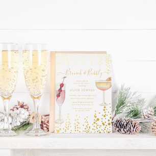 Bubbly Cocktails Gold Glitter Bridal Brunch Folie Uitnodiging