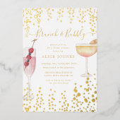 Bubbly Cocktails Gold Glitter Bridal Brunch Folie Uitnodiging (Voorkant)