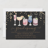 Bubbly cocktails goud en glitter grote opening kaart (Voorkant)