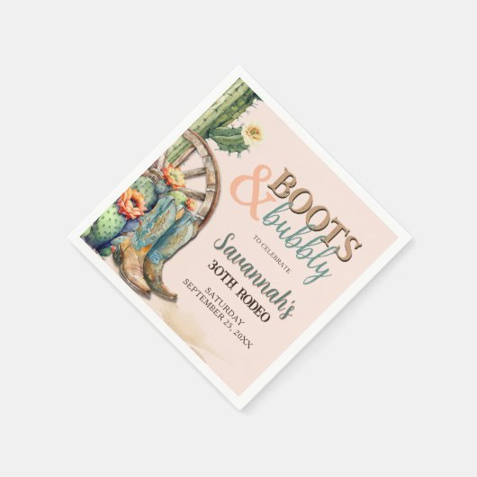 Bubbly Cowgirl Cactus Rodeo Verjaardag Servet (Hoek)