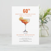 Bubbly Drink 60ste Verjaardagsfeestuitnodiging Kaart (Staand voorkant)