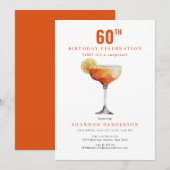 Bubbly Drink 60ste Verjaardagsfeestuitnodiging Kaart (Voorkant / Achterkant)