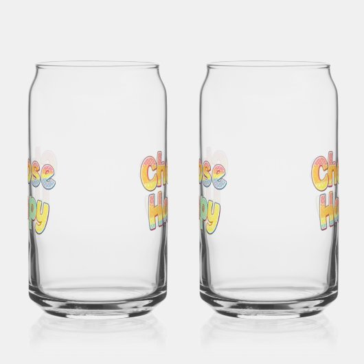 Bubbly Font "Choose Happy" Quote Blikvorm Glas (Rechts)
