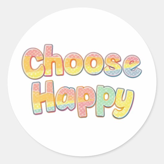 Bubbly Font "Choose Happy" Quote Ronde Sticker (Voorkant)