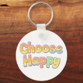 Bubbly Font "Choose Happy" Quote Sleutelhanger (Achterkant)