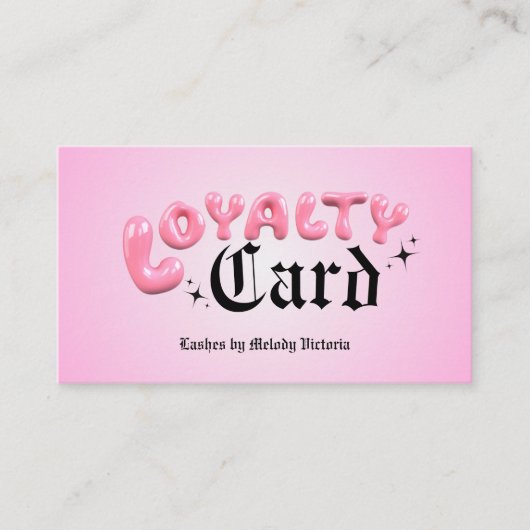 Bubbly Pink Loyalty Visitekaartje (Voorkant)