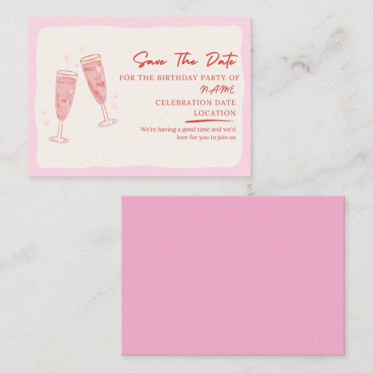 Bubbly Pink verjaardagsuitnodiging Informatiekaartje (Voorkant / Achterkant)