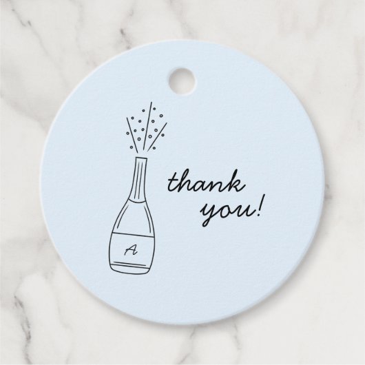 Bubbly Popping Champagne Bottle Bridal Shower Bedankjes Labels (Voorkant)