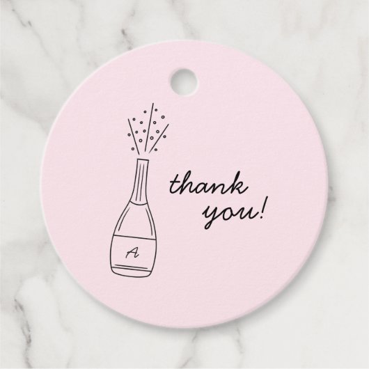 Bubbly Popping Champagne Bottle Bridal Shower Bedankjes Labels (Voorkant)