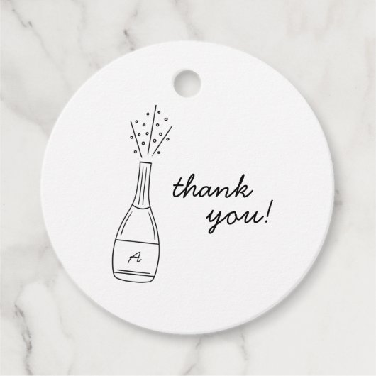 Bubbly Popping Champagne Bottle Bridal Shower Bedankjes Labels (Voorkant)