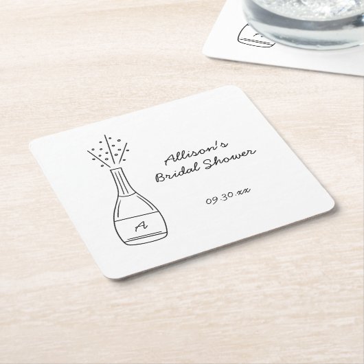 Bubbly Popping Champagne Bottle Bridal Shower Kartonnen Onderzetters (Schuin)