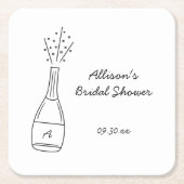 Bubbly Popping Champagne Bottle Bridal Shower Kartonnen Onderzetters (Voorkant)