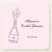 Bubbly Popping Champagne Bottle Bridal Shower Kartonnen Onderzetters (Voorkant)