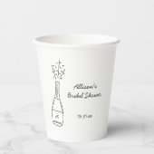 Bubbly Popping Champagne Bottle Bridal Shower Papieren Bekers (Voorkant)