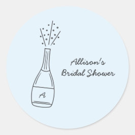 Bubbly Popping Champagne Bottle Bridal Shower Ronde Sticker
