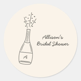 Bubbly Popping Champagne Bottle Bridal Shower Ronde Sticker