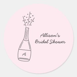 Bubbly Popping Champagne Bottle Bridal Shower Ronde Sticker