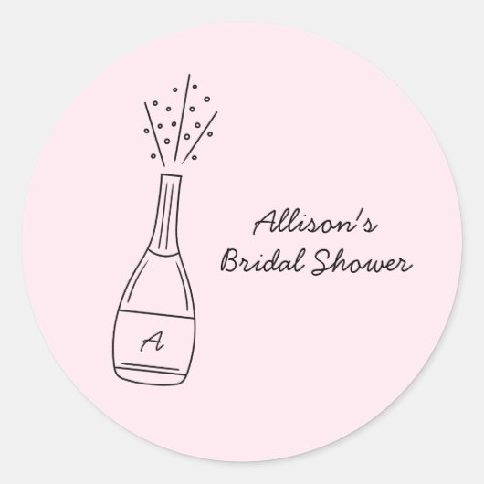 Bubbly Popping Champagne Bottle Bridal Shower Ronde Sticker (Voorkant)
