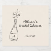 Bubbly Popping Champagne Bottle Bridal Shower Sparkling Wijnetiket (Enkel label)