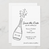 Bubbly Popping Champagne Bottle Save the Date Kaart (Voorkant / Achterkant)