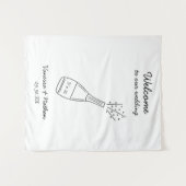 Bubbly Popping Champagne Bottle Wedding Welcome Wandkleed (Voorkant (horizontaal))