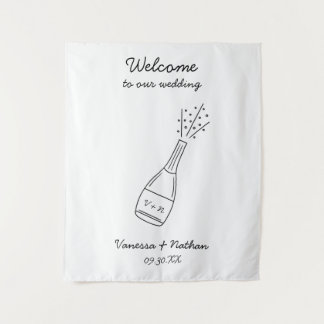 Bubbly Popping Champagne Bottle Wedding Welcome Wandkleed
