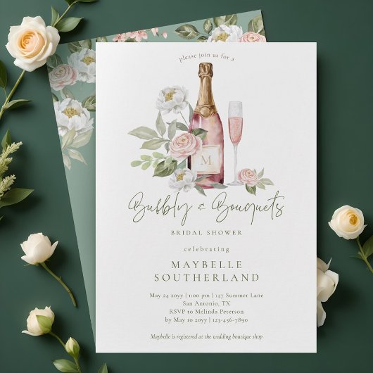 Bubbly Prosecco Waterverf Boeket Vrijgezellenfeest Kaart