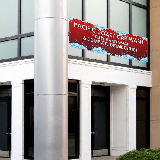 Bubbly Red Car Wash Business aanpassen Spandoek (Buitenkant Gebouw)