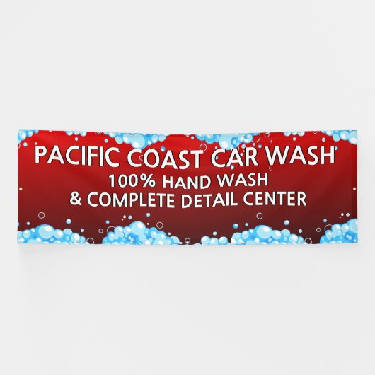 Bubbly Red Car Wash Business aanpassen Spandoek (Horizontaal)