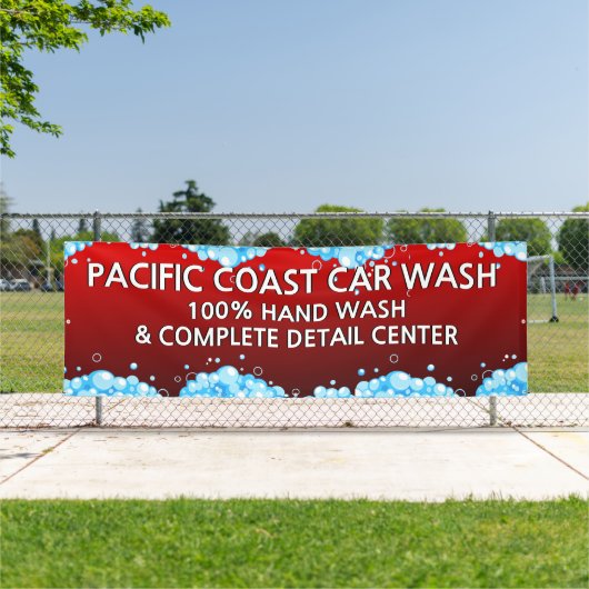 Bubbly Red Car Wash Business aanpassen Spandoek (Insitu)