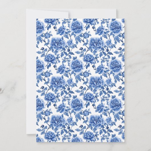 Bubbly Something Blue Chinoiserie Vrijgezellenfees Kaart (Achterkant)