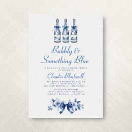 Bubbly Something Blue Chinoiserie Vrijgezellenfees Kaart