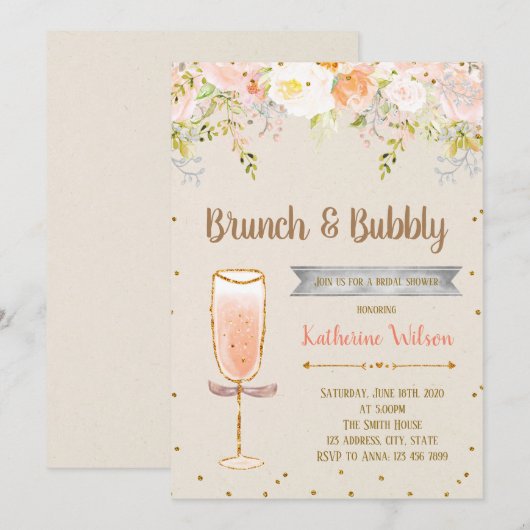 Bubbly vrijgezellenfeest feestuitnodiging kaart (Voorkant / Achterkant)