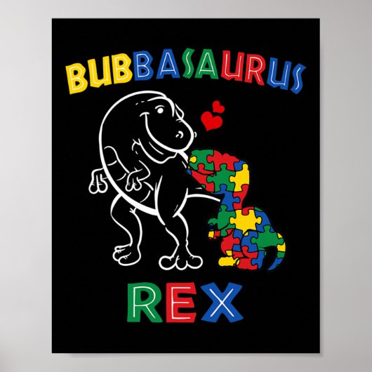 Bubbysaurus Autisme Bewustzijn Broer Dinosaurus Si Poster (Voorkant)