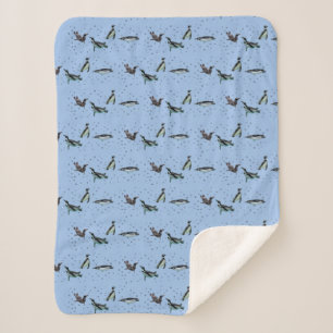 Bubel pinguïns Sherpa Blanket (lichtblauw) Deken