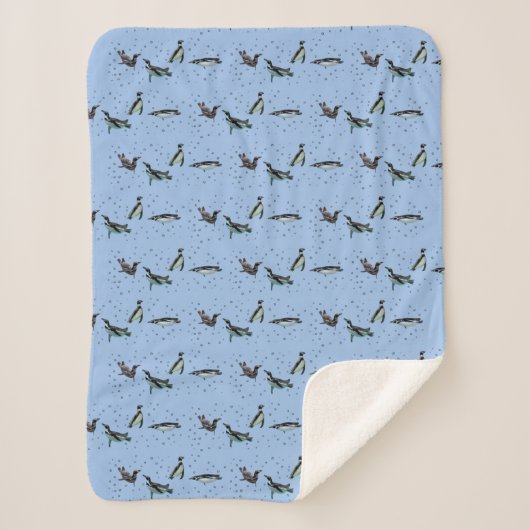 Bubel pinguïns Sherpa Blanket (lichtblauw) Deken (Voorkant)