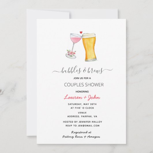 Bubels & Brew-koppels doucheuitnodiging Aankondiging (Voorkant)