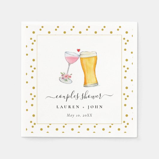 Bubels en Brew Couples douches Napkins Servet (Voorkant)