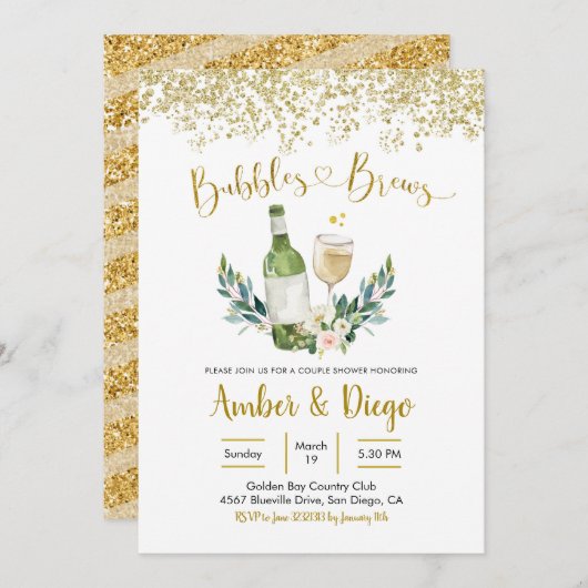 Bubels en Brews Couple Shower Invitation Kaart (Voorkant / Achterkant)