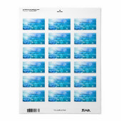 Bubels en sterren in blauw kerstlabel etiket (Full Sheet)