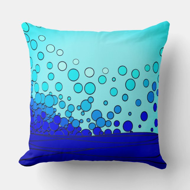 Bubels uit blauw water kussen (Voorkant)