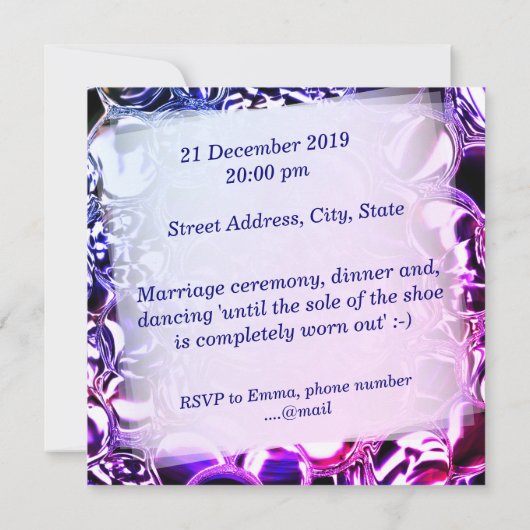 Bubels van glas of van lichtblauw tot roze kaart (Achterkant)