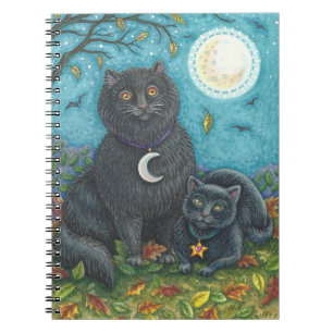 BUBO- EN PYEWACKET BLACK-CATS, HALLOWEEN FOLK ART NOTITIEBOEK