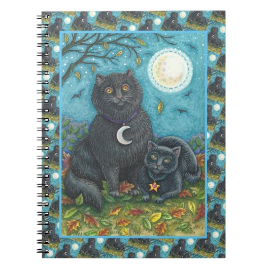 BUBO- EN PYEWACKET BLACK-CATS, HALLOWEEN FOLK ART NOTITIEBOEK (Voorkant)